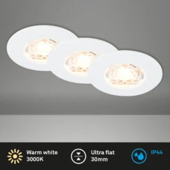 3er Set LED Einbauleuchte, 6,5 Cm, 3,6W, 350lm, Weiß -Briloner Store 8a26370ef04c0f3a005f2dc6f06ea84c