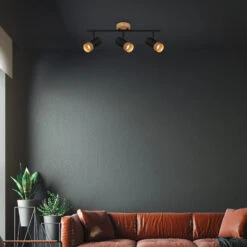 Briloner Plek Wandleuchte, Schwenkbar, Holz, 3-flammig, Schwarz -Briloner Store 8a6c65d73a11375518602c053c3942af