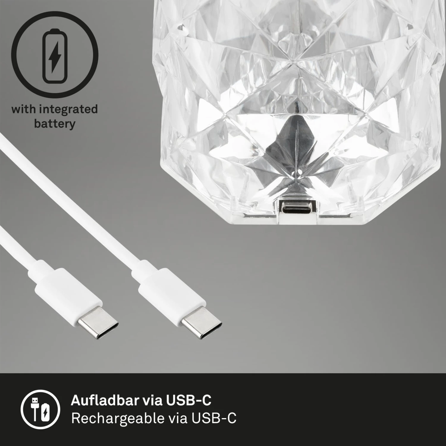 LED Akku-Tischleuchte, 21,5 Cm, 2,3W, 65lm Transparent 6 LED Akku-Tischleuchte, 21,5 Cm, 2,3W, 65lm Transparent – Bild 6