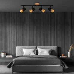 Briloner Plek Wandleuchte, Schwenkbar, Holz, 4-flammig, Schwarz -Briloner Store 8cad14f348e74a5c331be8b308a9d8e7