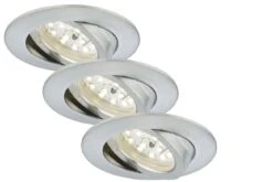3er Set LED Einbauleuchte, Ø 8,2 Cm, 5,5 W, Alu
