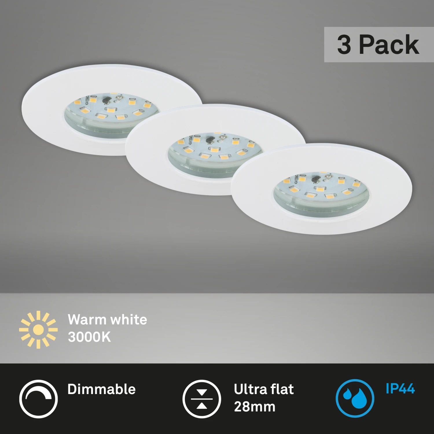 3er Set LED Einbauleuchte, Ø 7,5 Cm, 5,5 W, Weiß 5 3er Set LED Einbauleuchte, Ø 7,5 Cm, 5,5 W, Weiß – Bild 5