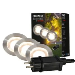 CONNECT TO SHINE Starterset Padouk Mit 3er Set LED Bodeneinbaustrahler, IP67