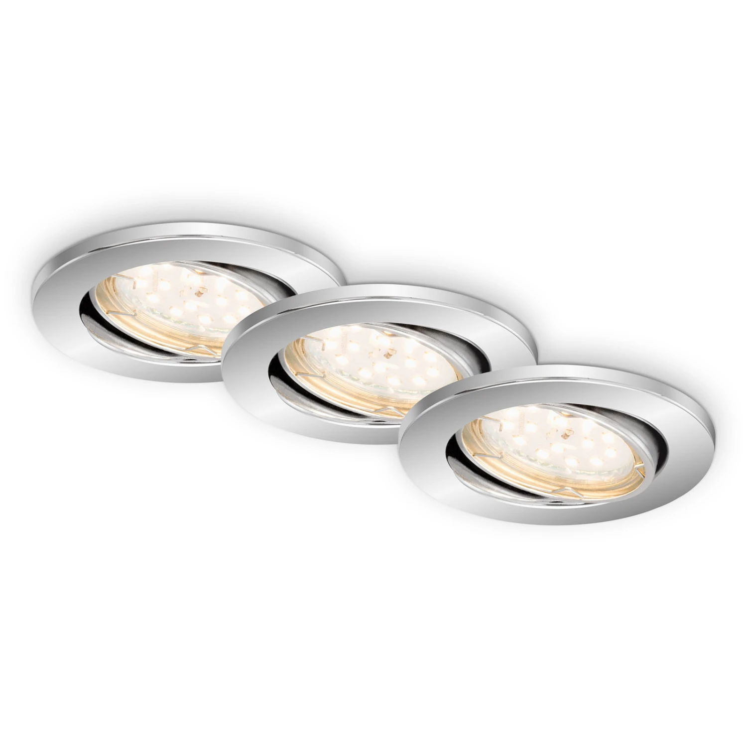 3er Set LED Einbauleuchte, Ø 8,6 Cm, 5 W, Chrom 1 3er Set LED Einbauleuchte, Ø 8,6 Cm, 5 W, Chrom