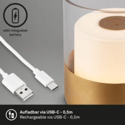 LED Akku-Tischleuchte, 10 Cm, 2W, 150lm, Goldfarben -Briloner Store 97ef86580b1f94985f13c620051b372f