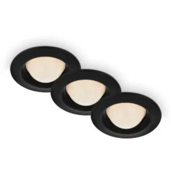 LED Einbauleuchten-Set, Ø9,5 Cm, 3x LED, 3 W, 260 Lm, Schwarz