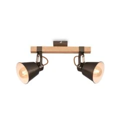 Briloner Talle Deckenstrahler, Schwenkbar, Holz, 2-flammig, Antik-Grau