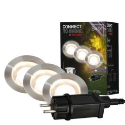 CONNECT TO SHINE Starterset Kebony Mit 3er Set LED Bodeneinbaustrahler, IP67