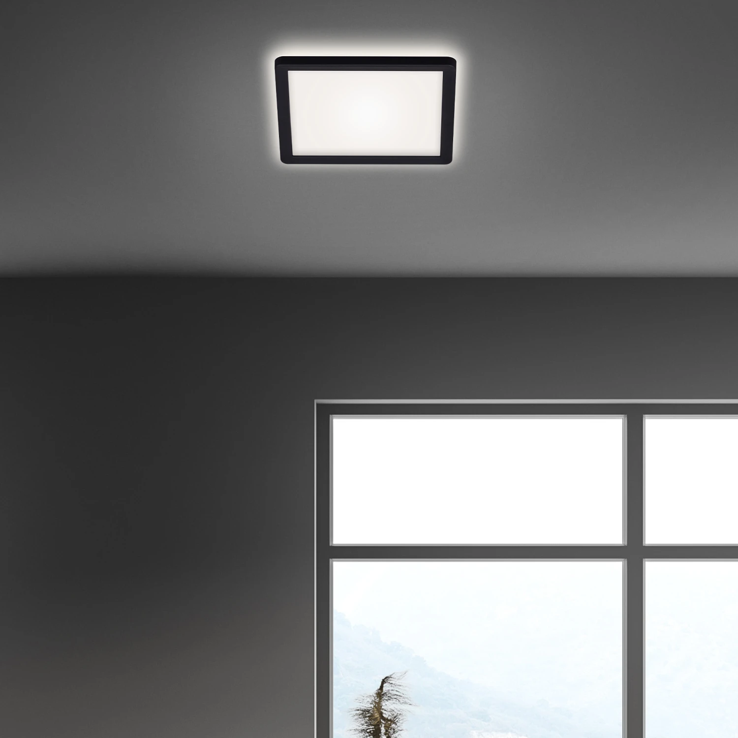 Briloner Slim LED Deckenleuchte, Backlight, Flach, Eckig, 19x19cm, Schwarz 4 Briloner Slim LED Deckenleuchte, Backlight, Flach, Eckig, 19x19cm, Schwarz – Bild 4