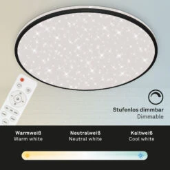 CCT LED Deckenleuchte Mit Sternendekor,schwarz,LED -Briloner Store aa4ccd2acf495481c54f80c9c1d7b1c2
