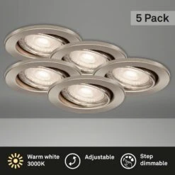 5er Set LED Einbauleuchte, Ø 8,6 Cm, 5 W, Nickel -Briloner Store af40b0102a43274a30f3b52adc362d7d