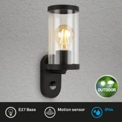 Außenleuchte, Sensor, Schwarz, 1x E27 Exkl -Briloner Store aussenleuchte sensor schwarz ddd208be6a57872cf4cf17c918c177b8