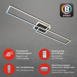 LED Deckenleuchte, 110 Cm, 40 W, 5200 Lm, Schwarz -Briloner Store b smart wifi bluetooth cct led wand und deckenleuchte mit mittellicht freisteller2 0d4e6a847799a0effc6645972bd7e235
