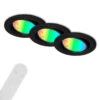 3er Set CCT RGB Einbauleuchte, Ø 8,6 Cm, 4,9 W, 400 Lm, Schwarz