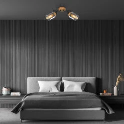 Briloner Hema Deckenstrahler, Rauchglas, Schwenkbar, 2-flammig, Holzbasis -Briloner Store b0bb4927dcc05790fdbf042625316a19