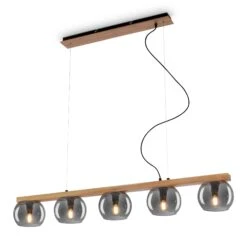 Pendelleuchte, 120 Cm, 5x E14, Max. 10W, Smoke-holz