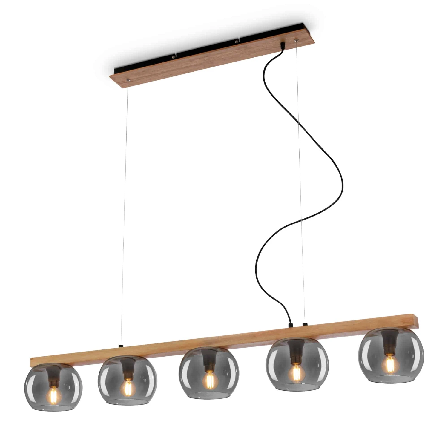 Pendelleuchte, 120 Cm, 5x E14, Max. 10W, Smoke-holz 1 Pendelleuchte, 120 Cm, 5x E14, Max. 10W, Smoke-holz