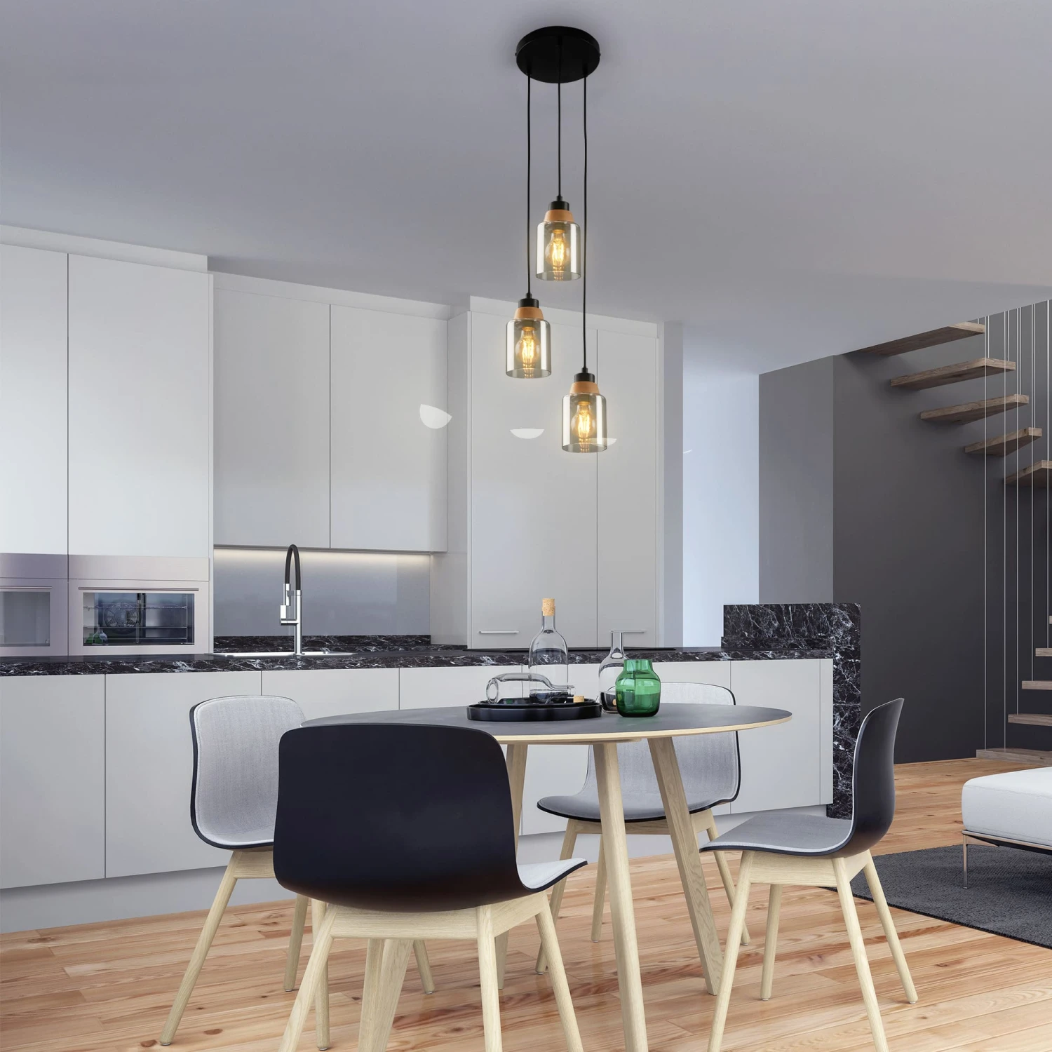 Pendelleuchte, 120 Cm, 3x E27, Max. 10W, Smoke 3 Pendelleuchte, 120 Cm, 3x E27, Max. 10W, Smoke – Bild 3