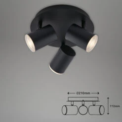 LED Spotleuchte Ø 21 Cm 3xGU10 Max. 5W Schwarz 8 LED Spotleuchte Ø 21 Cm 3xGU10 Max. 5W Schwarz -Briloner Store b9c93ed4a332ae8a8f827afe7d550671