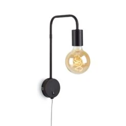 Briloner Alva Wandleuchte, Schwenkbar, An-Aus, Kabel, Schwarz-Gold