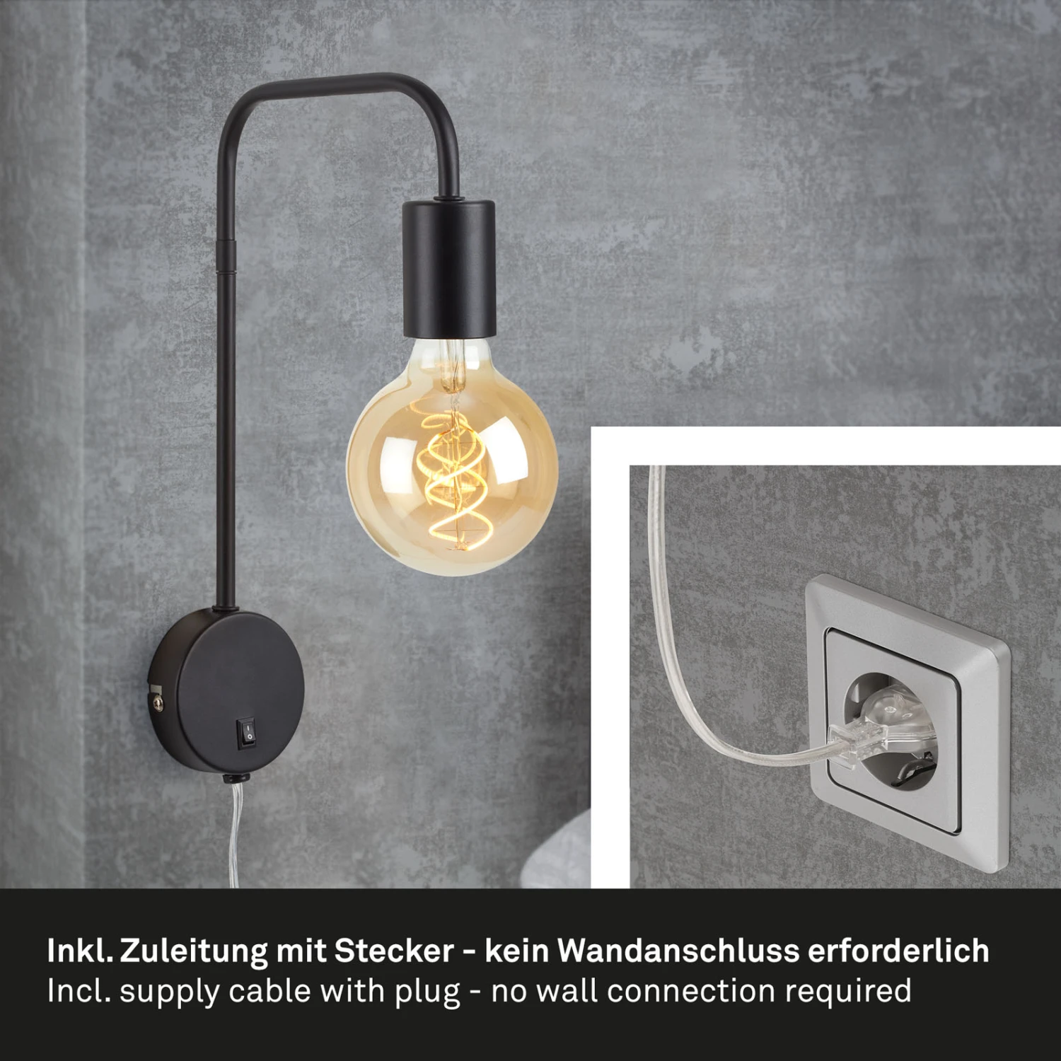 Briloner Alva Wandleuchte, Schwenkbar, An-Aus, Kabel, Schwarz-Gold 5 Briloner Alva Wandleuchte, Schwenkbar, An-Aus, Kabel, Schwarz-Gold – Bild 5