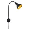 Briloner Hygge Wandleuchte, Schwenkbar, An-Aus, Kabel, Schwarz-Gold