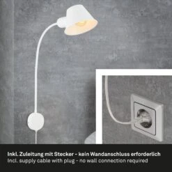 Klemm-/Steckerleuchte 55 Cm 1x Exkl. E27 10W Weiß -Briloner Store bettleuchte weiss 9aba565627c7c70b0a4a156a666d93c1