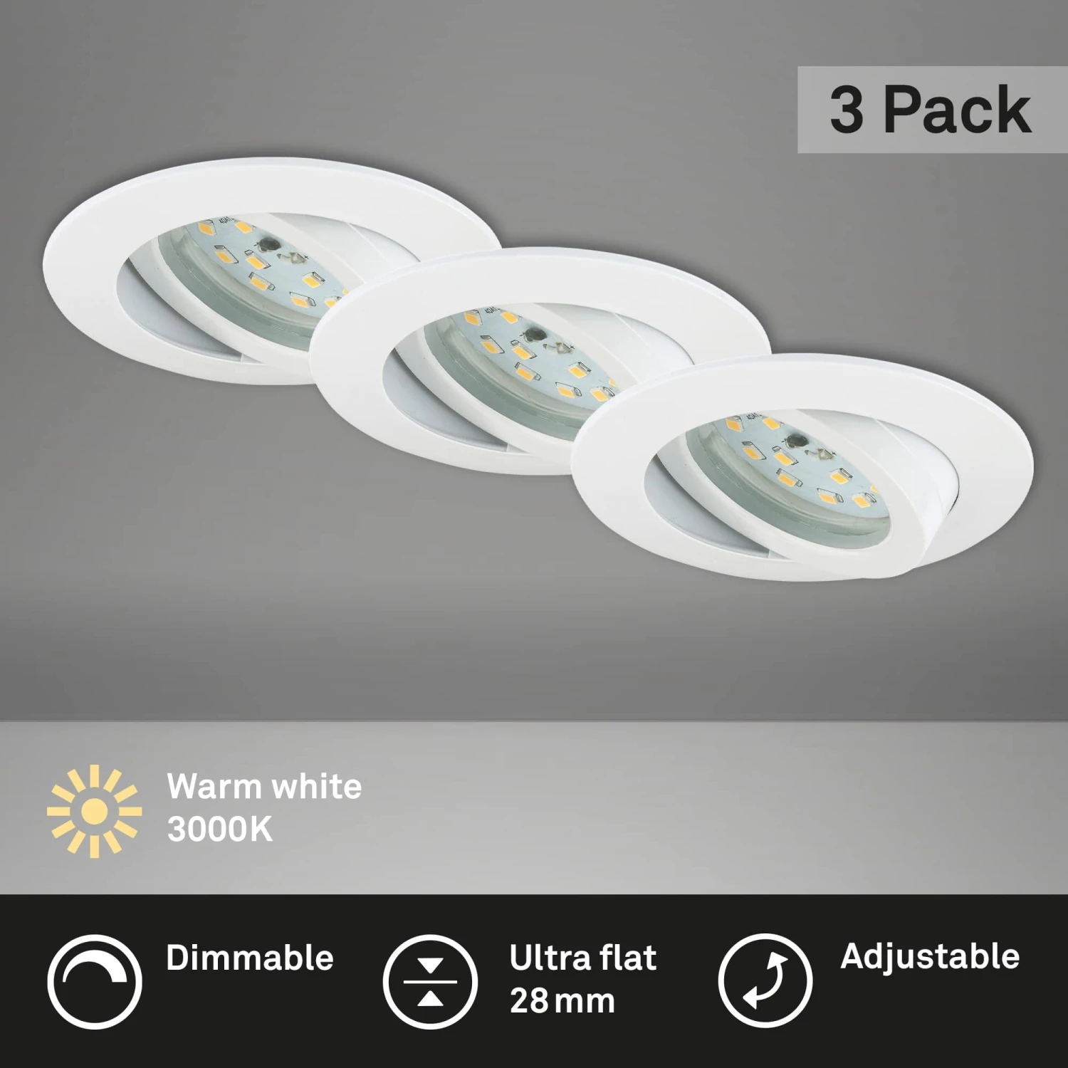 3er Set LED Einbauleuchte, Ø 8,2 Cm, 5,5 W, Weiß 4 3er Set LED Einbauleuchte, Ø 8,2 Cm, 5,5 W, Weiß – Bild 4