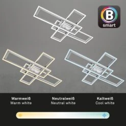 B Smart CCT LED Deckenleuchte, 104 Cm, LED-Platine, 66 W, 6600 Lm, Alufarbig-chrom -Briloner Store bsmart wifi bluetooth cct led deckenleuchte alu chrom led funktion1 7cd2f8ca54d2686126b16d8e073763e9