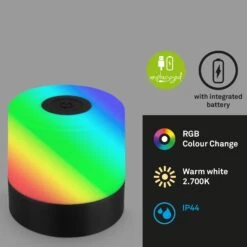 LED Akku-Tischleuchte, 7 Cm, USB-C, 1,5W, 100lm, Schwarz -Briloner Store c04b47941a6bfab376f715efdbbe5105