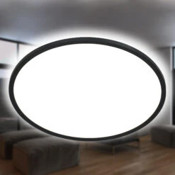 Briloner Slim LED Deckenleuchte, Backlight, Flach, Rund, 42cm, Schwarz -Briloner Store c0ececd8fd11ffe2a8f38de02d83c1da