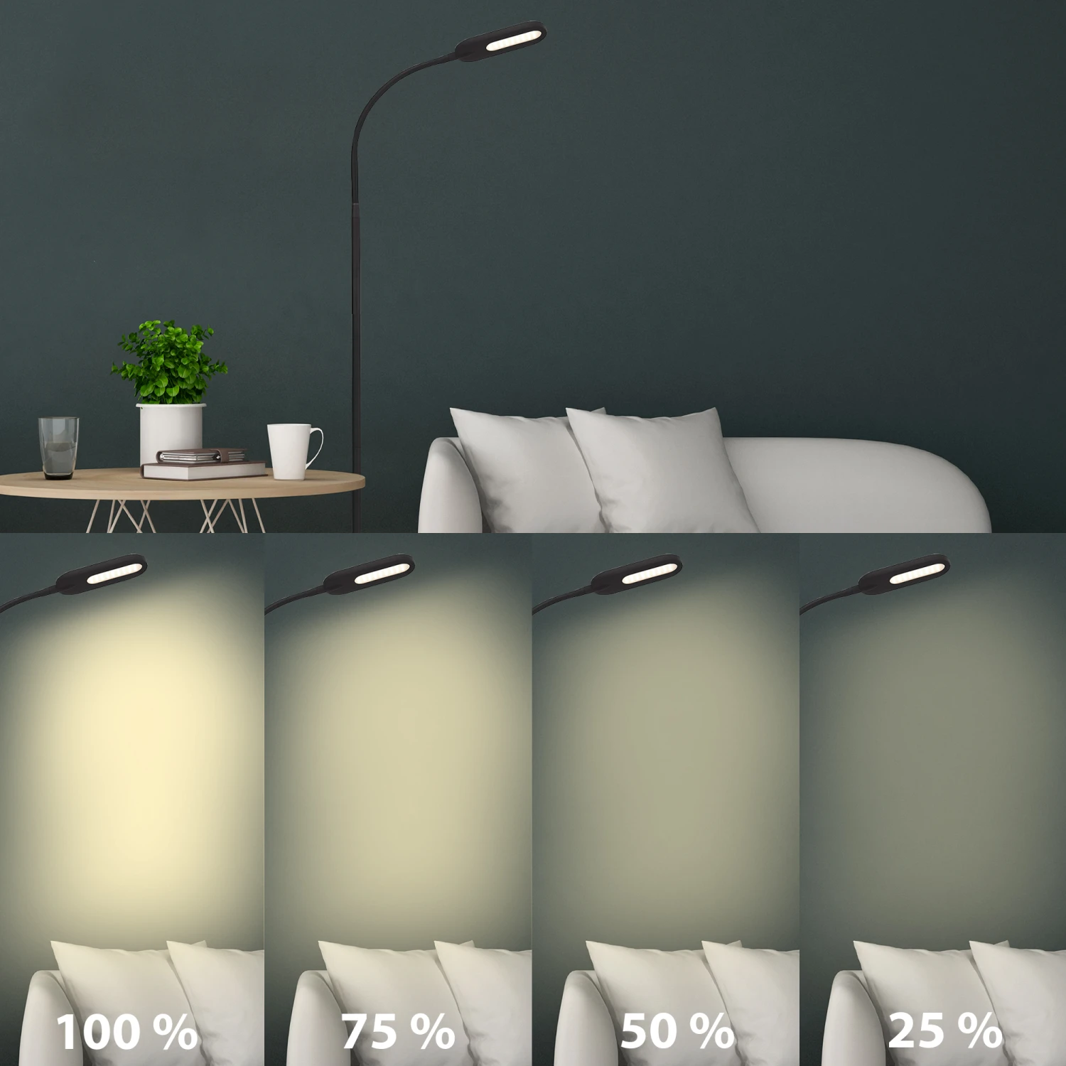 LED CCT Touch Stehleuchte 128 Cm 6,6W 600lm Schwarz 2 LED CCT Touch Stehleuchte 128 Cm 6,6W 600lm Schwarz – Bild 2