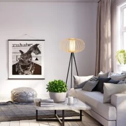 Stehleuchte, 153 Cm, 1x E27, Max. 10W, Holzfarben -Briloner Store c2d4cedd9468bfc216c5e77598261a09