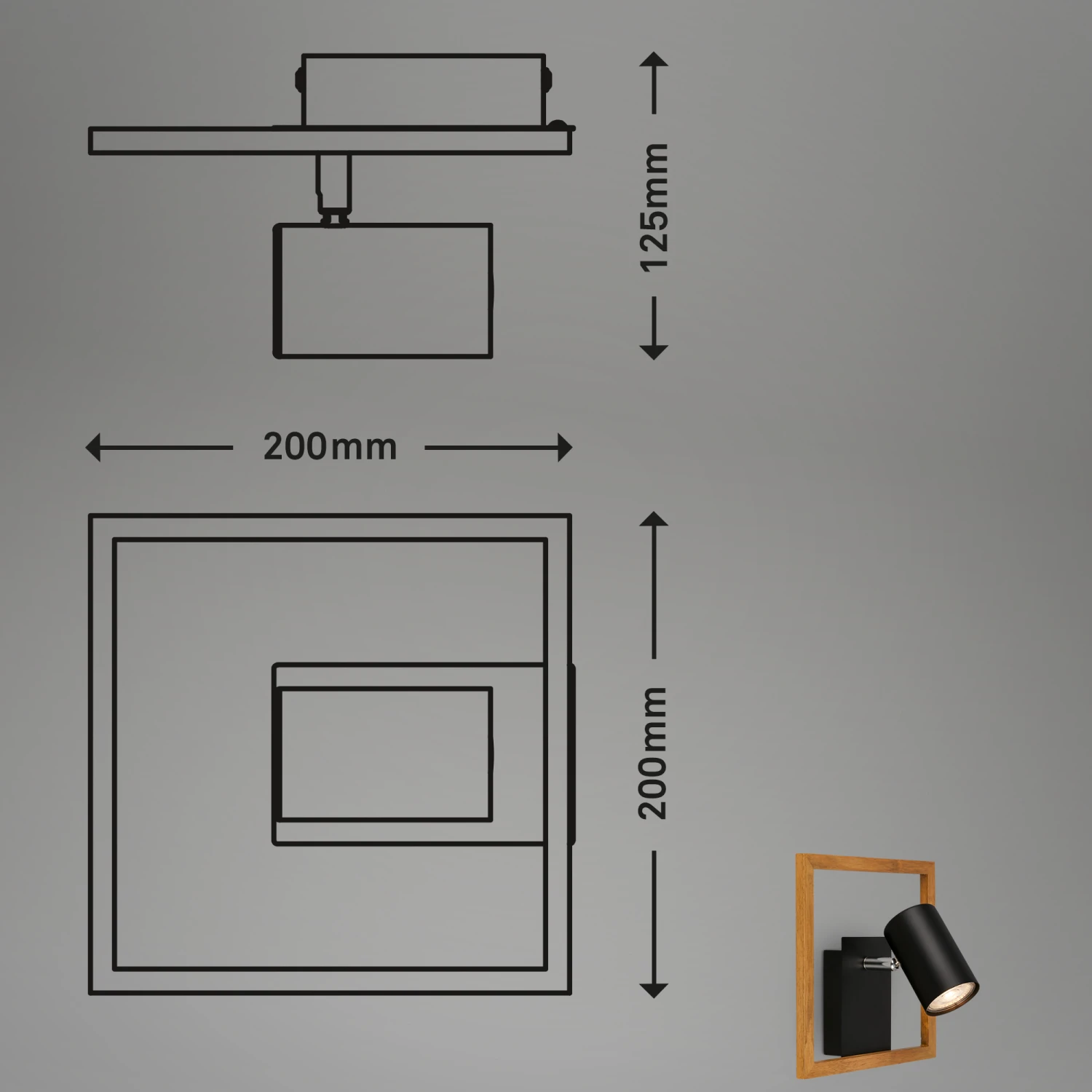 Briloner Frey Wandleuchte, Schwenkbar, 1-flammig, Holz, Schwarz 7 Briloner Frey Wandleuchte, Schwenkbar, 1-flammig, Holz, Schwarz – Bild 7