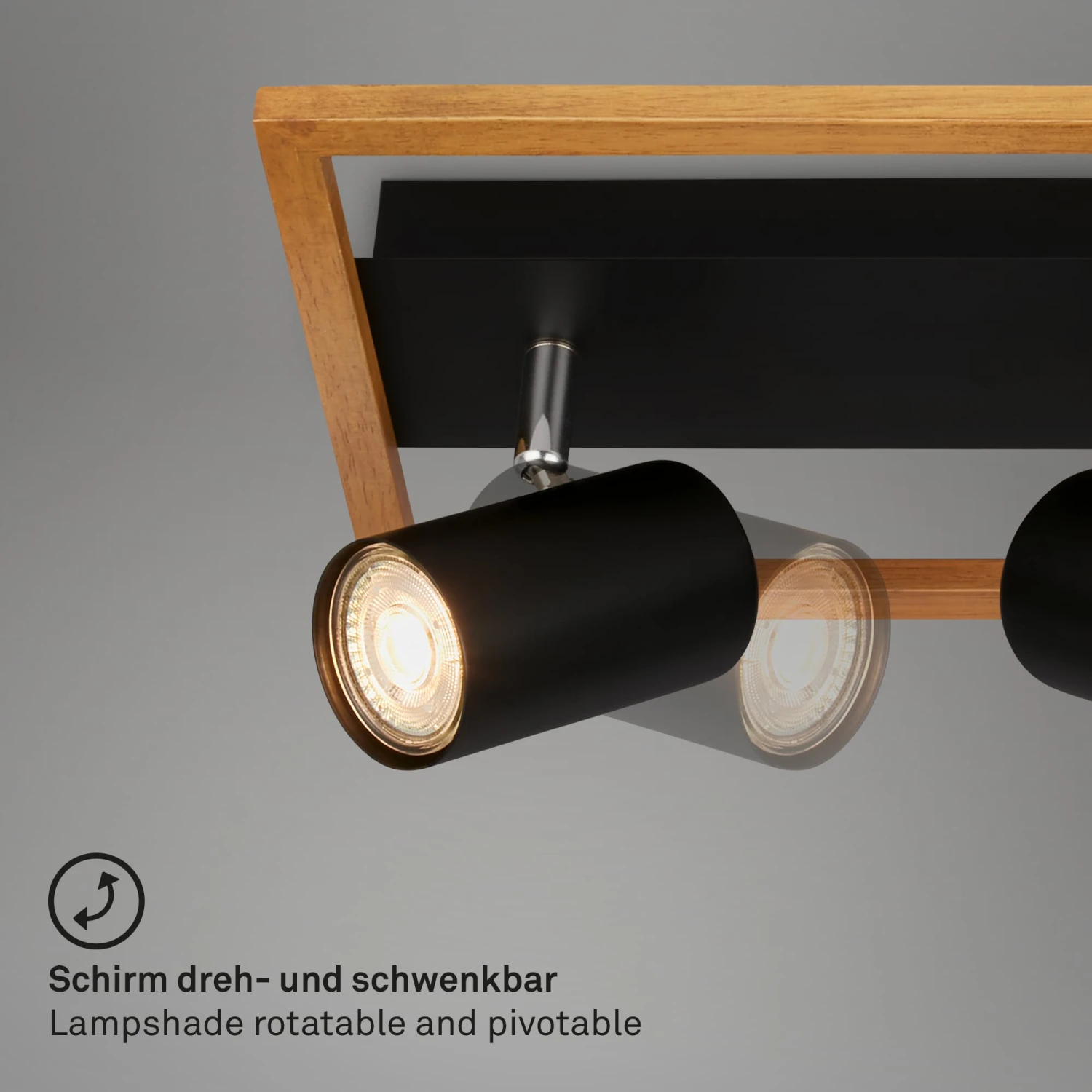 Briloner Frey Deckenstrahler, Schwenkbar, 3-flammig, Holz, Schwarz 5 Briloner Frey Deckenstrahler, Schwenkbar, 3-flammig, Holz, Schwarz – Bild 5