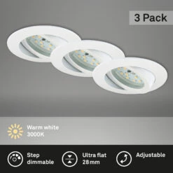 3er Set LED Einbauleuchte, Ø 8,2 Cm, 6,5 W, Weiß -Briloner Store c85db175328df083853f9f5ea5ff3c3d