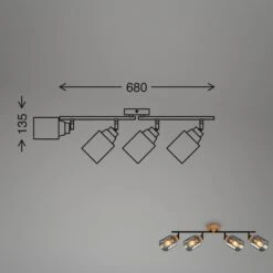 Briloner Hema Deckenstrahler, Rauchglas, Schwenkbar, 4-flammig, Holzbasis -Briloner Store ca55f0b4d341d4074277c768781e300d