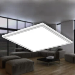 Briloner Simple LED Deckenleuchte, LED Panel Flach, Eckig, 44,5x44,5 Cm, Weiß