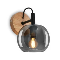 Wandleuchte, 21 Cm, 1x E14, Max. 10W, Holzfarben