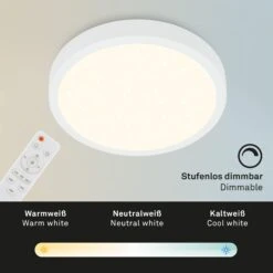 CCT LED Aufbauleuchte Ø 38 Cm, LED-Platine, 22 W, 2900 Lm, Weiß -Briloner Store cct led aufbauleuchte mit sternencover weiss led fernbedienung cc9ca1c40119dbaa20f41490db458b2f