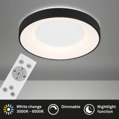 CCT LED Deckenleuchte, Ø 48,4 Cm, 36 W, Schwarz -Briloner Store cct led deckenleuchte mit fernbedienung schwarz led platine 3 titelbild bc70fe610ec3355fae1ac3ec395d3e3c