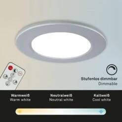 CCT LED Einbauleuchten-Set, Ø9,2 Cm, 3x LED, 4,8 W, 450 Lm, Chrom-matt -Briloner Store cct led einbauleuchten set chrom matt 3xled 4 8w ip44 funktion2 a038cbe4b8498ebfc907d7f5b8c1d0bf
