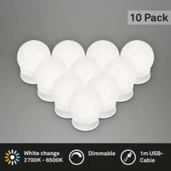 LED CCT Spiegelleuchte Ø 5 Cm 10x6W 600lm Weiß -Briloner Store cct led spiegelleuchte im hollywood stil 10xled titelbild 0ddf893d5c08b418b88d4d9fbe411dc4