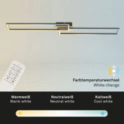 CCT LED Wand- Und Deckenleuchte, 110 Cm, LED-Platine, 40 W, 4400 Lm, Gold-braun -Briloner Store cct led wand und deckenleuchte gold braun 7164c0deb872f8bc877871413b984721