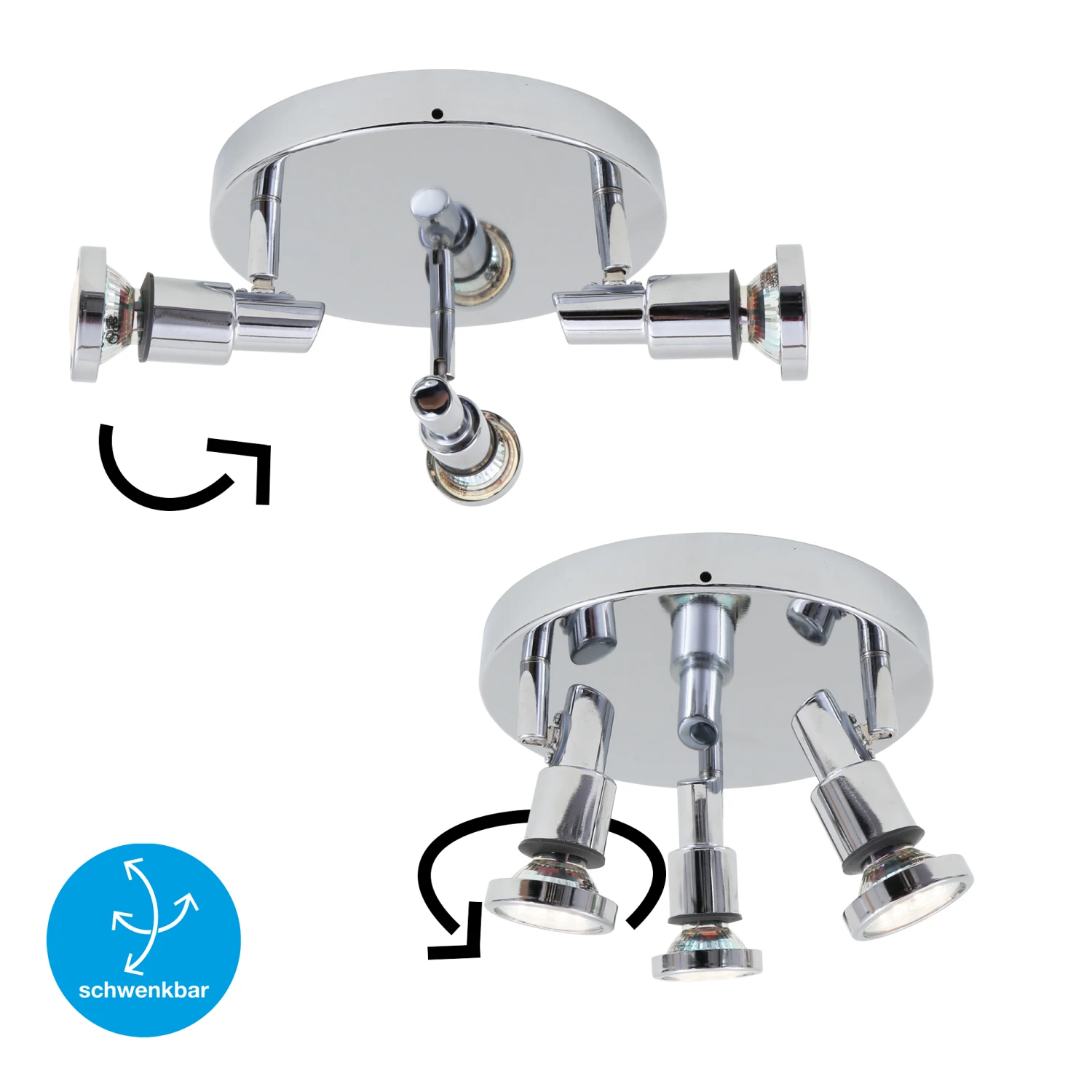 LED Spotleuchte Ø 21 Cm 3xGU10 4,8W 400lm Chrom 6 LED Spotleuchte Ø 21 Cm 3xGU10 4,8W 400lm Chrom – Bild 6