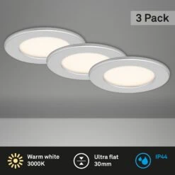 3er Set LED Einbauleuchte, Ø 11,5 Cm, 6 W, Chrom-Matt -Briloner Store db3e7dab8f76d5b49973ba8cb7a730b8
