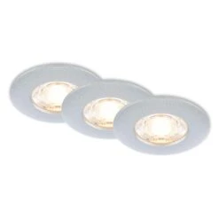 Briloner Store 55 3er Set LED Einbauleuchte, 6,5 Cm, 3,6W, 350lm Chrom-matt