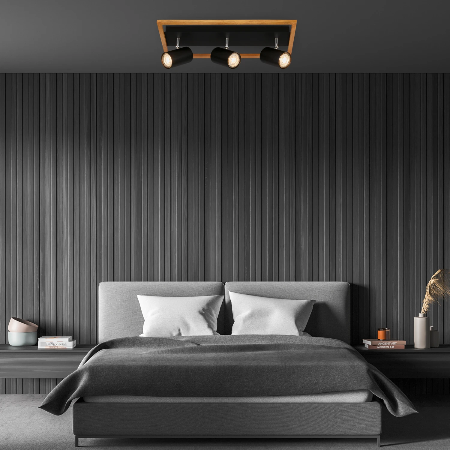 Briloner Frey Deckenstrahler, Schwenkbar, 3-flammig, Holz, Schwarz 4 Briloner Frey Deckenstrahler, Schwenkbar, 3-flammig, Holz, Schwarz – Bild 4