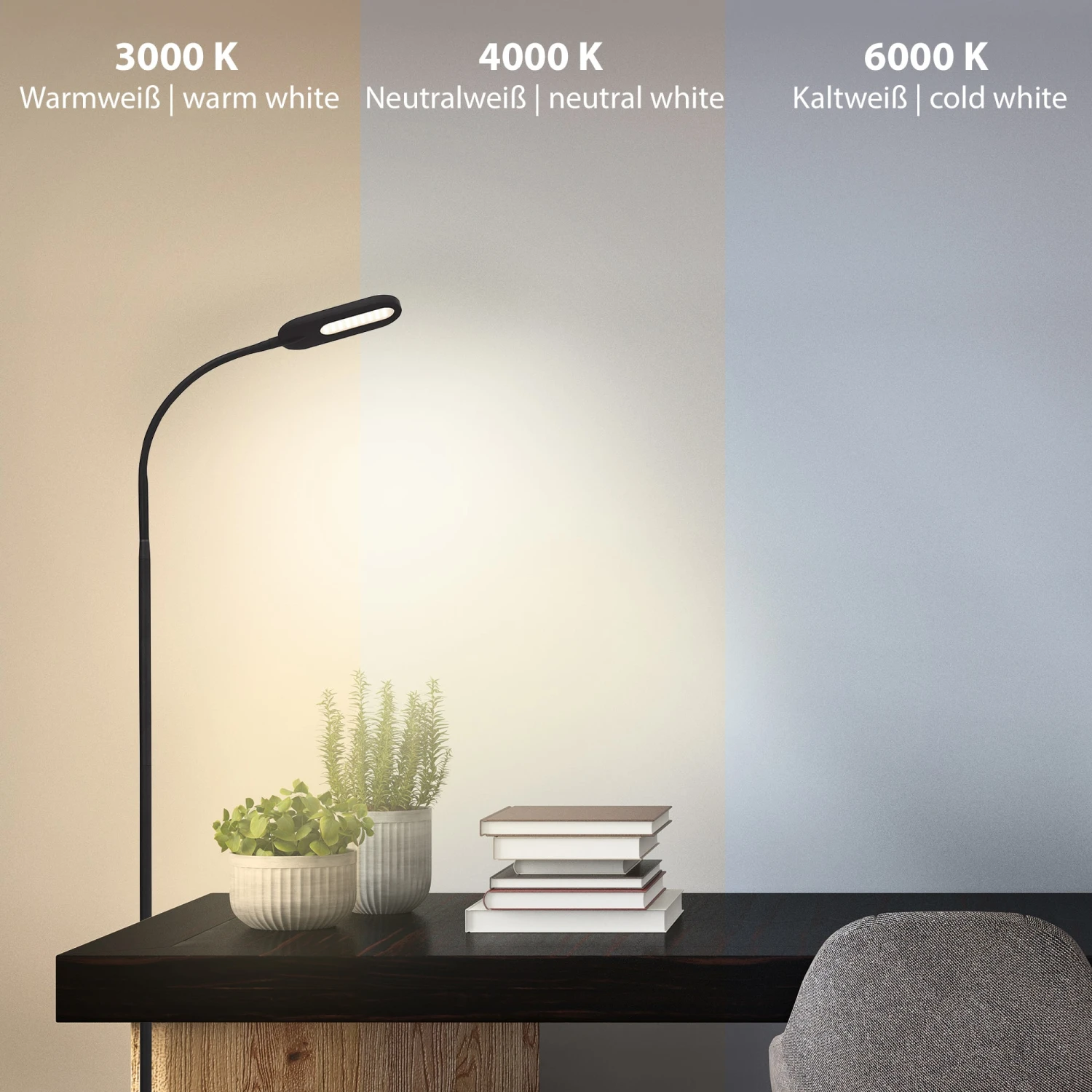 LED CCT Touch Stehleuchte 128 Cm 6,6W 600lm Schwarz 6 LED CCT Touch Stehleuchte 128 Cm 6,6W 600lm Schwarz – Bild 6