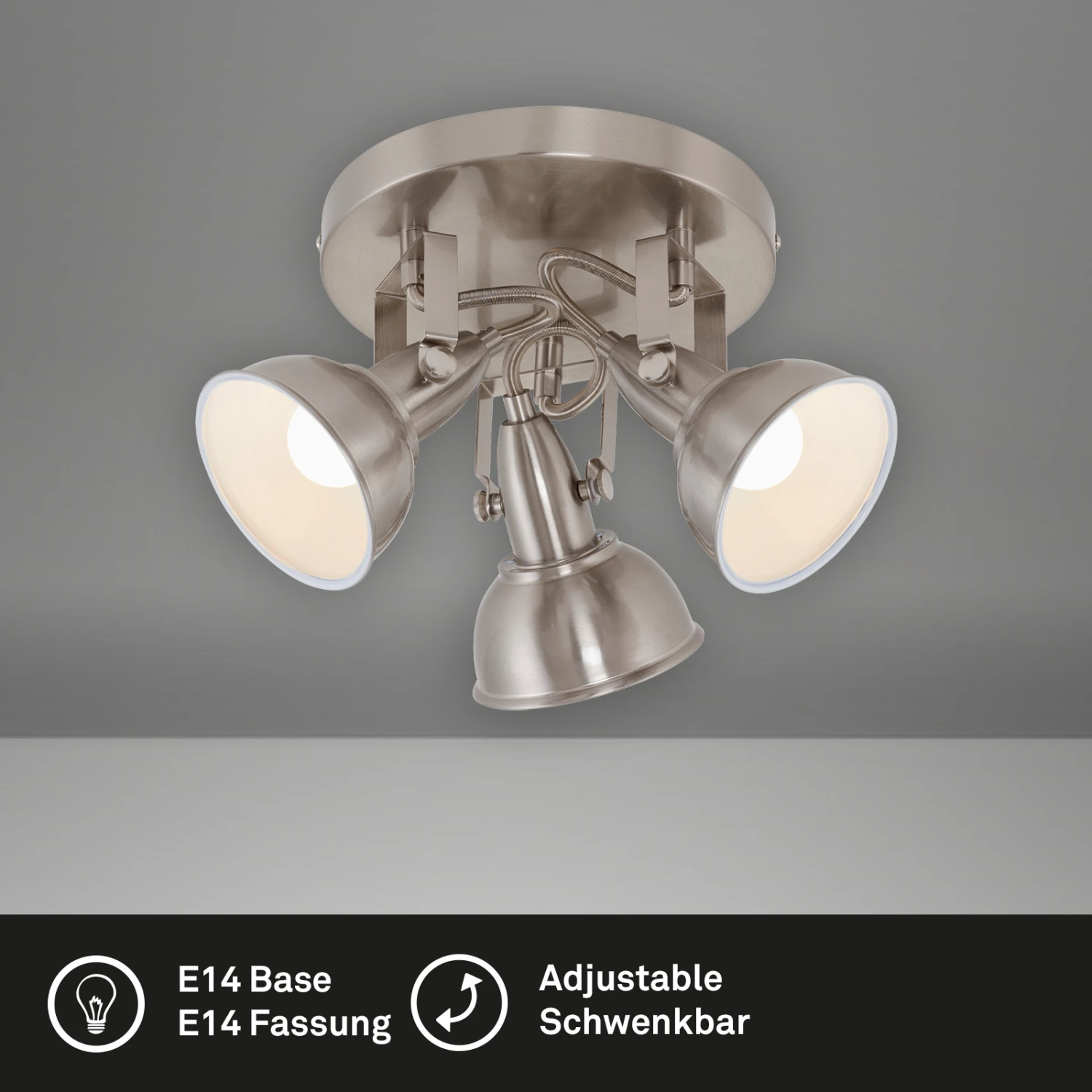 Briloner Soft Deckenstrahler, Schwenkbar, 3-flammig, E14 Fassung, Satin-Weiß 4 Briloner Soft Deckenstrahler, Schwenkbar, 3-flammig, E14 Fassung, Satin-Weiß – Bild 4